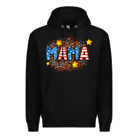 Black usa Mama  leopard background Premium Hoodie - AdoDesignShop