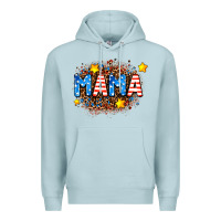 Blue Mist usa Mama  leopard background Premium Hoodie - AdoDesignShop