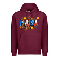 Burgundy usa Mama  leopard background Premium Hoodie - AdoDesignShop