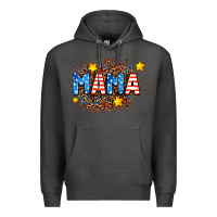 Charcoal Heather usa Mama  leopard background Premium Hoodie - AdoDesignShop