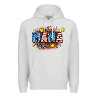 Dove Grey usa Mama  leopard background Premium Hoodie - AdoDesignShop