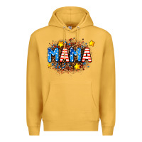 Mustard usa Mama  leopard background Premium Hoodie - AdoDesignShop