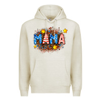 Oatmeal Heather usa Mama  leopard background Premium Hoodie - AdoDesignShop