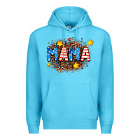 Ocean Blue usa Mama  leopard background Premium Hoodie - AdoDesignShop