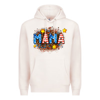Pale Pink usa Mama  leopard background Premium Hoodie - AdoDesignShop