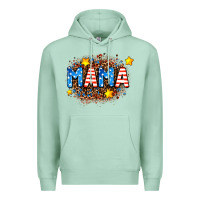 Seafoam usa Mama  leopard background Premium Hoodie - AdoDesignShop