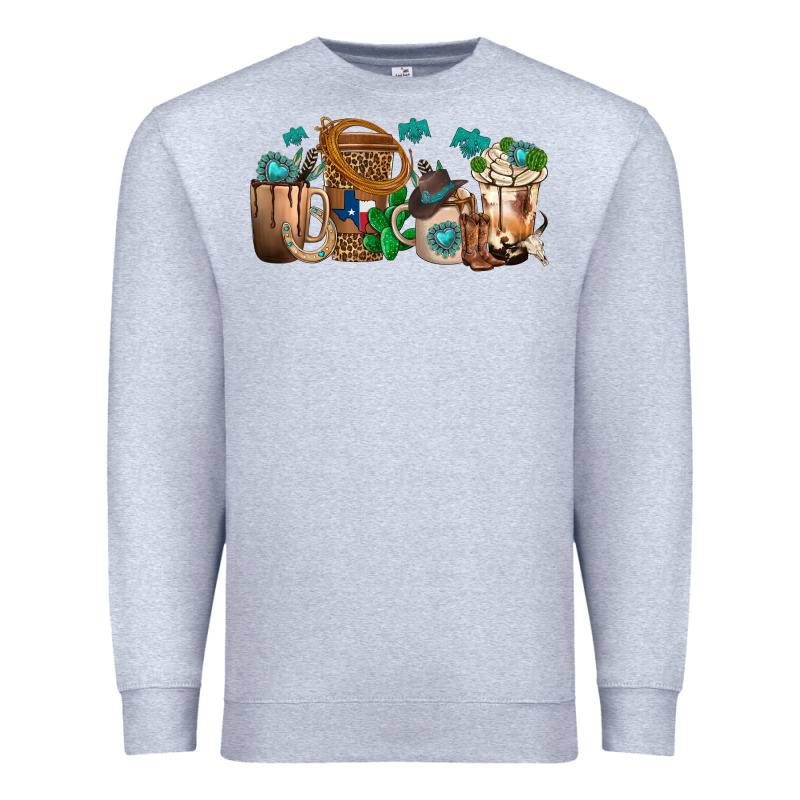 Western Coffee Cups Premium Sweatshirt by texasbilliewilder | Teevron