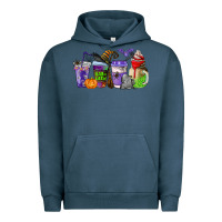 Pigment Midnight Navy halloween coffee cups Urban Hoodie - AdoDesignShop