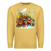 Antique Gold christmas santa and friends train Premium Sweatshirt - Zillion Design Studio