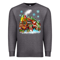 Charcoal Heather christmas santa and friends train Premium Sweatshirt - Zillion Design Studio