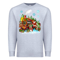Heather Grey christmas santa and friends train Premium Sweatshirt - Zillion Design Studio