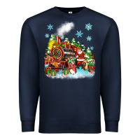 Navy christmas santa and friends train Premium Sweatshirt - Zillion Design Studio