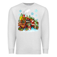 Oatmeal Heather christmas santa and friends train Premium Sweatshirt - Zillion Design Studio