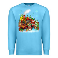 Ocean Blue christmas santa and friends train Premium Sweatshirt - Zillion Design Studio
