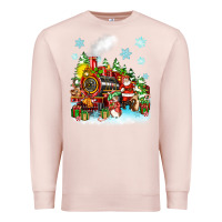Pale Pink christmas santa and friends train Premium Sweatshirt - Zillion Design Studio