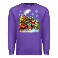 Purple christmas santa and friends train Premium Sweatshirt - Zillion Design Studio