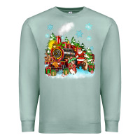 Seafoam christmas santa and friends train Premium Sweatshirt - Zillion Design Studio