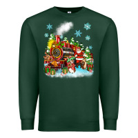 Sports Green christmas santa and friends train Premium Sweatshirt - Zillion Design Studio