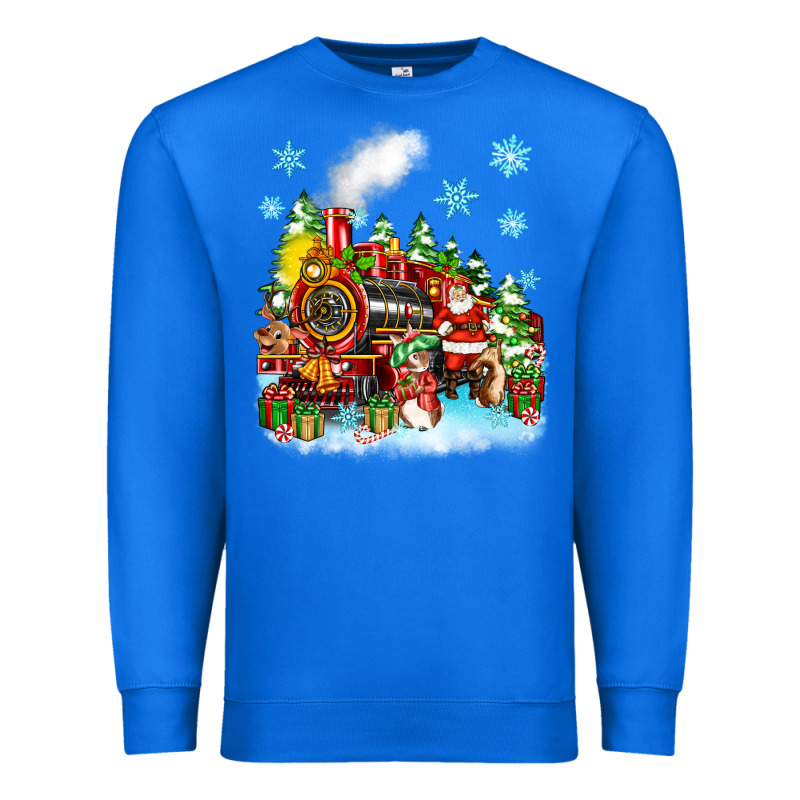 Christmas Santa And Friends Train Premium Sweatshirt by Zillion Design Studio | Teevron