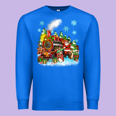 Christmas Santa And Friends Train Premium Sweatshirt Designed By Zillion Design Studio