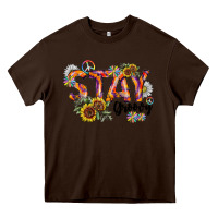 Chocolate Brown Stay Groovy Heavy Core Tee - CowhideDigitalArt