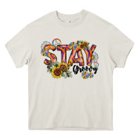 Cream Stay Groovy Heavy Core Tee - CowhideDigitalArt