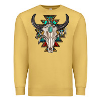 Antique Gold western aztec bull skull with gemstone Premium Sweatshirt - texasbilliewilder