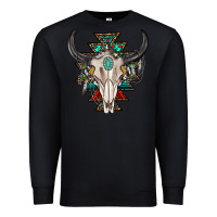 Black western aztec bull skull with gemstone Premium Sweatshirt - texasbilliewilder