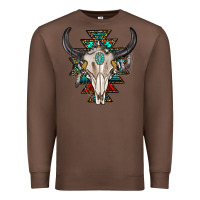 Chestnut western aztec bull skull with gemstone Premium Sweatshirt - texasbilliewilder