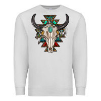 Dove Grey western aztec bull skull with gemstone Premium Sweatshirt - texasbilliewilder