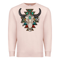 Pale Pink western aztec bull skull with gemstone Premium Sweatshirt - texasbilliewilder