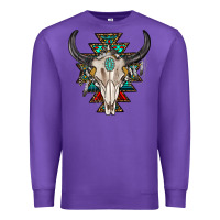 Purple western aztec bull skull with gemstone Premium Sweatshirt - texasbilliewilder