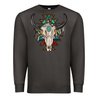 Smoke western aztec bull skull with gemstone Premium Sweatshirt - texasbilliewilder