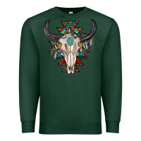Sports Green western aztec bull skull with gemstone Premium Sweatshirt - texasbilliewilder