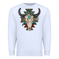 White western aztec bull skull with gemstone Premium Sweatshirt - texasbilliewilder