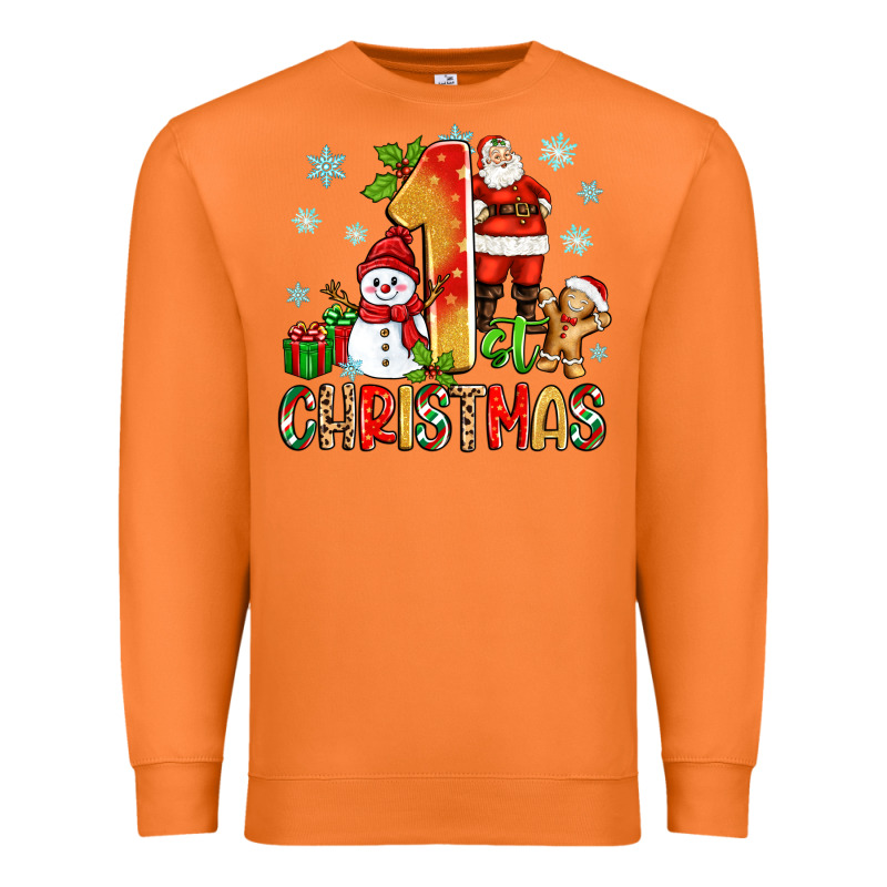 1st Christmas Santa And Snowman Premium Sweatshirt by Zillion Design Studio | Teevron