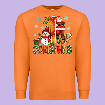 1st Christmas Santa And Snowman Premium Sweatshirt Designed By Zillion Design Studio