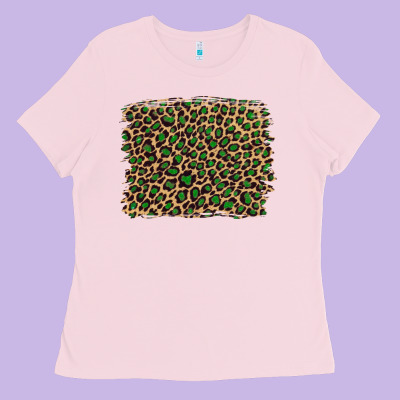 Leopard With Green Glitter Ladies Tee Designed By Artiststas