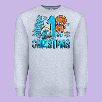 1st Christmas Gingerbread Boy Premium Sweatshirt Designed By Zillion Design Studio