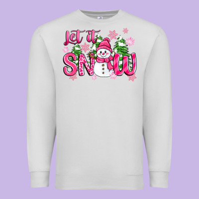 Pink Christmas Let It Snow Premium Sweatshirt Designed By Zillion Design Studio