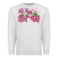 Oatmeal Heather pink christmas let it snow Premium Sweatshirt - Zillion Design Studio