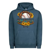Pigment Midnight Navy western baseball with sunflower Urban Hoodie - BundleAndBundleShop