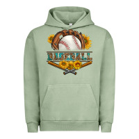 Pigment Oil Green western baseball with sunflower Urban Hoodie - BundleAndBundleShop