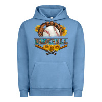 Pigment Pebble Blue western baseball with sunflower Urban Hoodie - BundleAndBundleShop