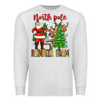 Oatmeal Heather north pole reindeer farm Premium Sweatshirt - Zillion Design Studio