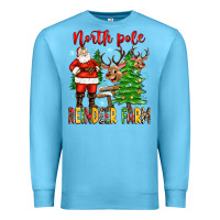 Ocean Blue north pole reindeer farm Premium Sweatshirt - Zillion Design Studio