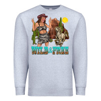 Heather Grey wild and free Premium Sweatshirt - texasbilliewilder