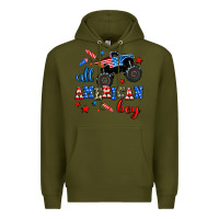 Army Green all american boy  monsterr truck Premium Hoodie - AdoDesignShop