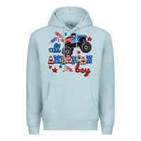 Blue Mist all american boy  monsterr truck Premium Hoodie - AdoDesignShop