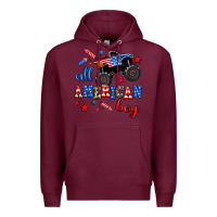 Burgundy all american boy  monsterr truck Premium Hoodie - AdoDesignShop